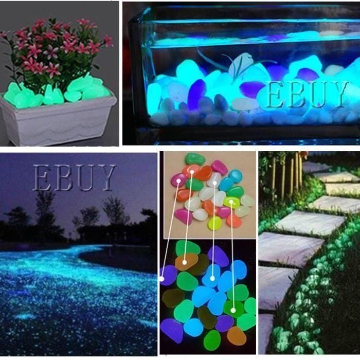 EBUY® Lot de 100 cailloux lumineux artificielle pierre Brillant Galet Aquarium - jardin décor