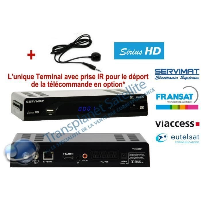 Kit Terminal SIRIUS III HD Fransat avec Cordon Infrarouge et Cordon HDMI offert