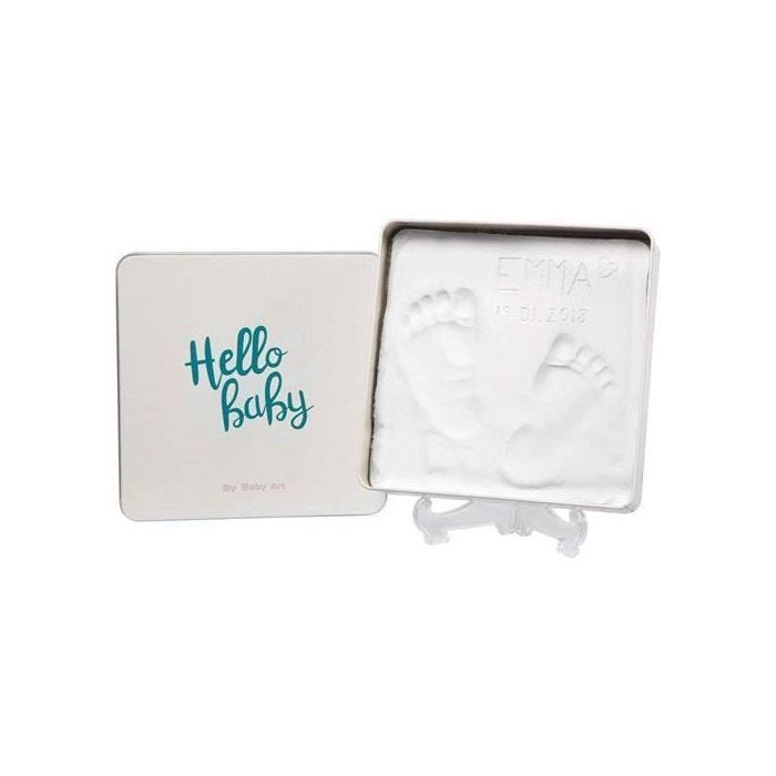 Baby Art Magic Box Square - Kit Empreintes Mains et Pieds Bébé dans Boîte Métal, Cadeau Naissance ou Baptême, Essentiel