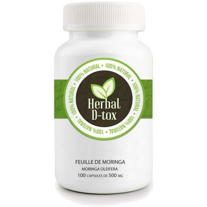 Complément Alimentaire Herbal D-tox Moringa Oleifera - 100 gélules x 500 mg – Détox, Revitalisant