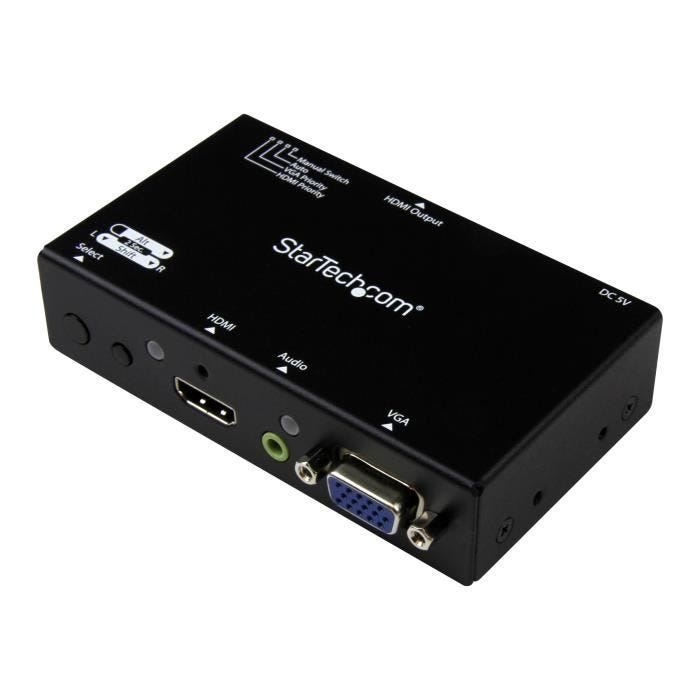 STARTECH Switch 2x1 HDMI et VGA vers HDMI - Avec convertisseur VGA vers HDMI et commutation prioritaire