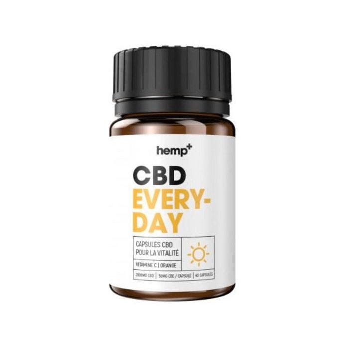 Lot 2 x 40 Gélules CBD "EVERY-DAY" Hemp+, CBD 50mg/Gélule, Broad Spectrum (sans THC), 100% Naturel. Vitamine C. Fabriquée en France.