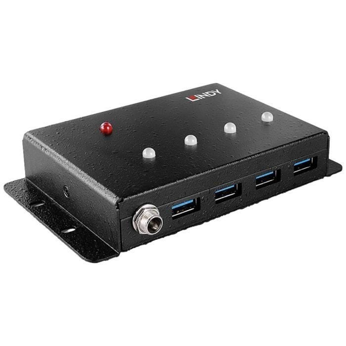Hub USB 3.0 - LINDY - 443492 - 4 ports - Métallique - Compatible USB 3.0
