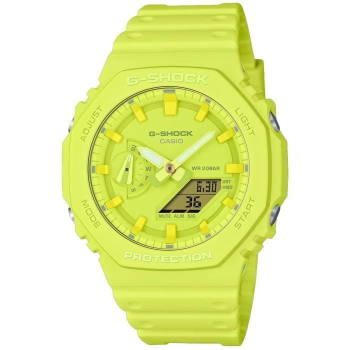Montre sportive - Casio - GA-2100-9A9ER - Plastique jaune - 20 bar - 45 mm diamètre