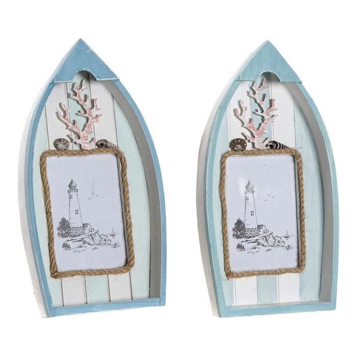 Cadre photo DKD Home Decor Barco Bois MDF (2 pcs) (10 x 10 x 15 cm)