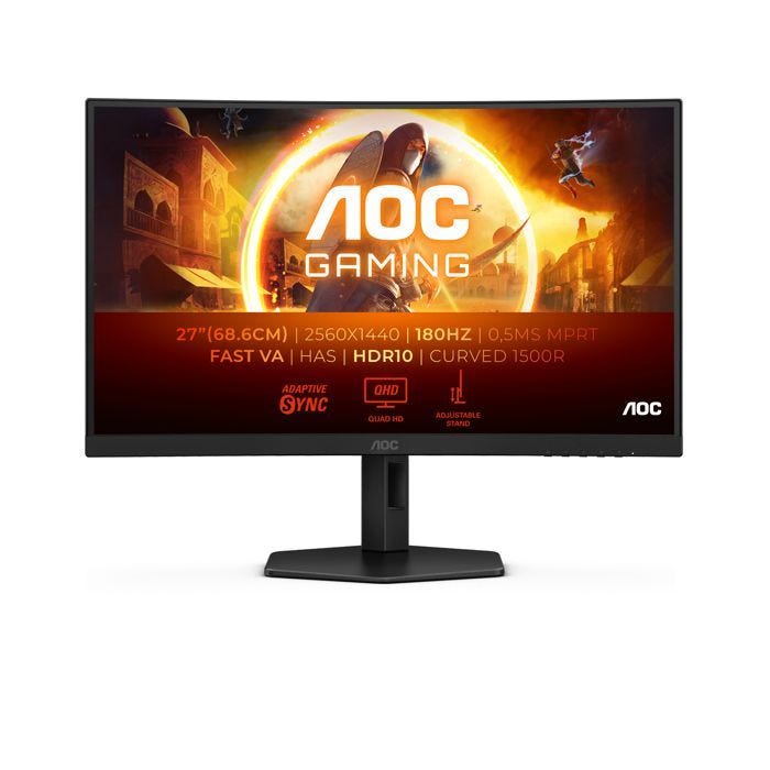 Moniteur incurvé AOC Gaming CQ27G4X - QHD 27 Pouces, 180 Hz, 0,5 ms, FreeSync Prem., HDR10