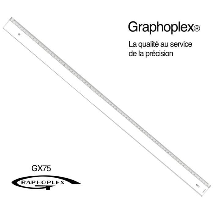 Règle transparente 1 biseau + bosselage 75 cm - Graphoplex {couleur}