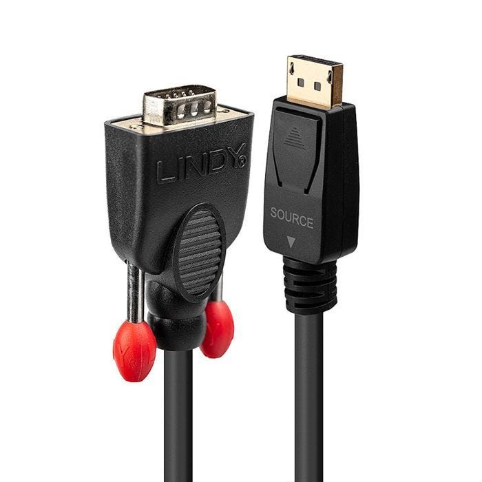 Câble convertisseur DisplayPort vers VGA - LINDY - 3m - Résolution 1920x1200 - Actif - Noir