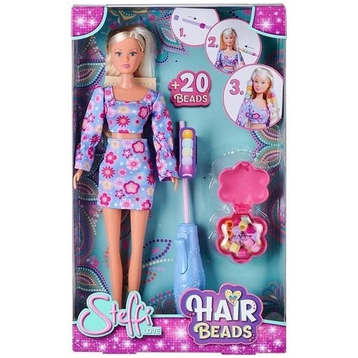 Steffi Love - Poupée perles - 29cm - Accessoires cheveux pour poupée - Dès 3ans