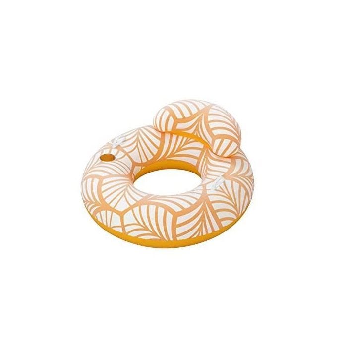 Tube flottant Comfort Plush Deluxe - BESTWAY - Orange/Blanc - Appuie-tête et repose-tasse - 90 kg