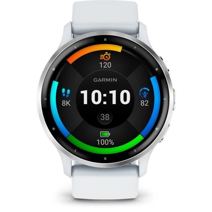 Montre GPS connectée - GARMIN - Venu 3 - WiFi - 35,4 mm - Acier Silver, boîtier blanc