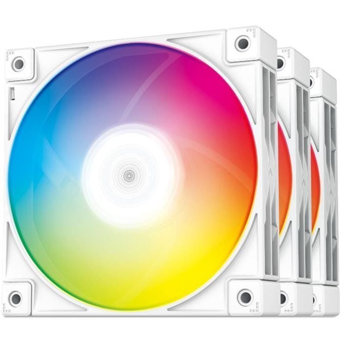 Ventilateur DEEPCOOL FC120 ARGB (Blanc) - Pack 3 - 3x120mm - 500-1800 RPM - <28 dBA - 61,91 CFM