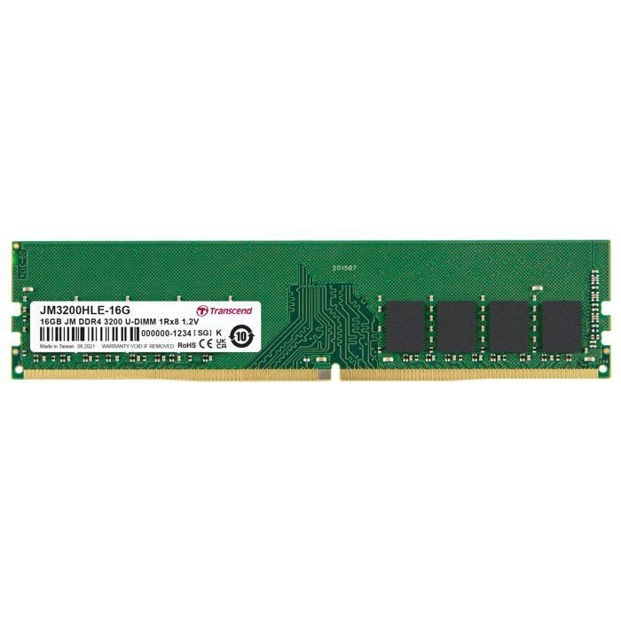 Mémoire RAM TRANSCEND JetRAM - DDR4 - 16 Go - DIMM 288 broches - 3200 MHz / PC4-25600 - CL22 - 1.2 V