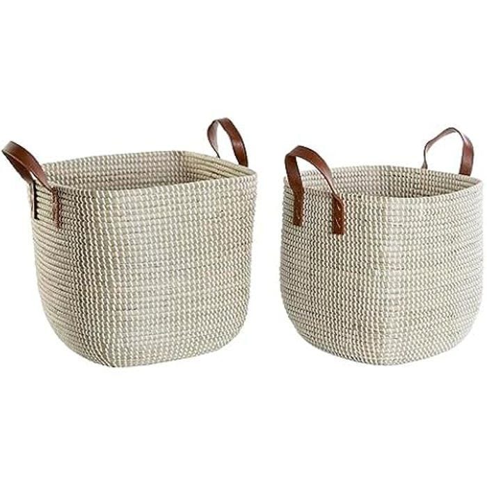Ensemble de paniers - DKD Home Decor - Herbier Marin - Marron - Polyuréthane - 38x38x35 cm
