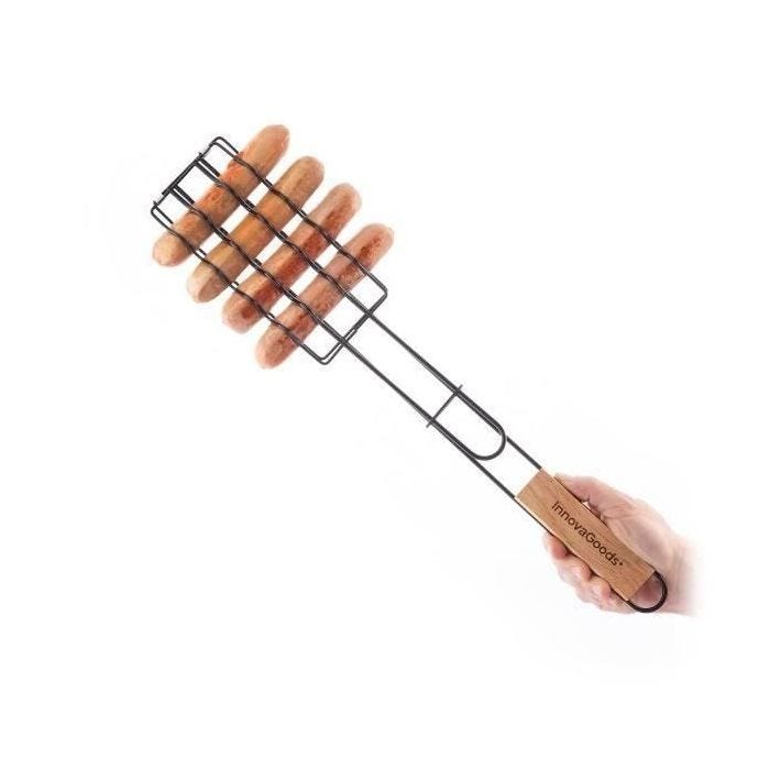 Grille de barbecue - Innovagoods - Saucisses - Antiadhésive - Poignée ergonomique - Design moderne