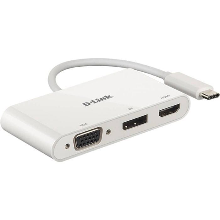 Adaptateur 3-en-1 USB-C - D-Link - DUB-V310 - HDMI 4K - DisplayPort 4K - VGA 1080p