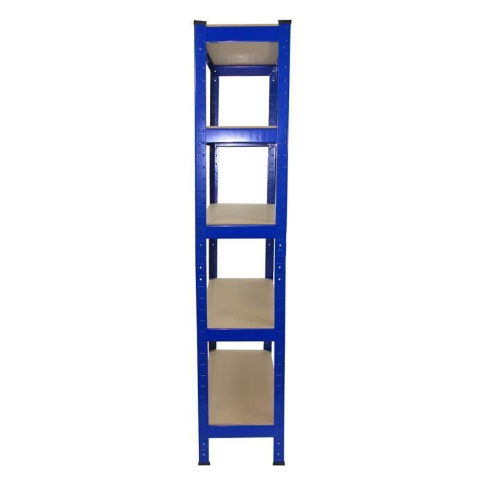 Lot de 5 T-Rax 75 cm & Etabli - Rangement Garage, Atelier, Entrepôt, Usine - Robuste 150Kg par Planche - 100% sans boulons & Facil