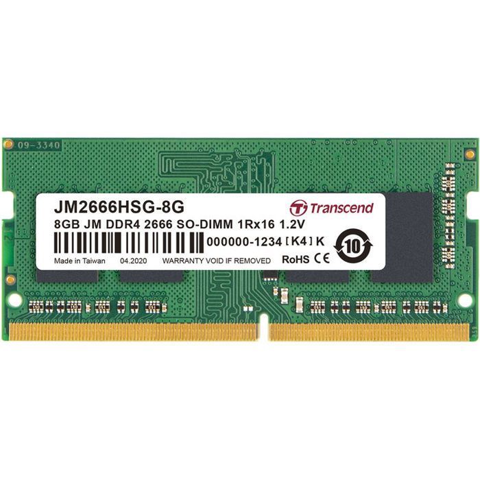 TRANSCEND 8Go JM DDR4 2666Mhz SO-DIMM 8Go JM DDR4 2666Mhz SO-DIMM 1Rx16 1Gx16 CL19 1.2V -
