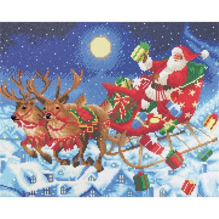 Kit tableau broderie diamant 40x50cm Traineau Père Noël Multicolore - Assort.
