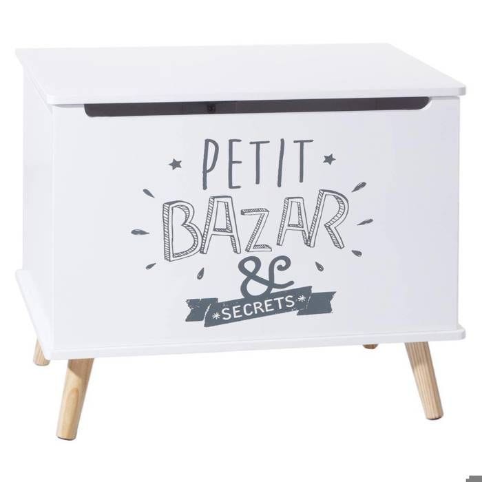 Coffre de rangement en bois pour enfants - ATMOSPHERA - GRIS et BLANC - Pratique et Décoratif
