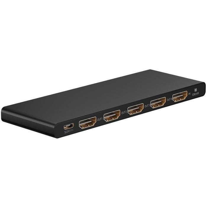 Répartiteur HDMI - Goobay - 1 vers 4 - Aluminium - 4K @ 60 Hz - Plug & Play