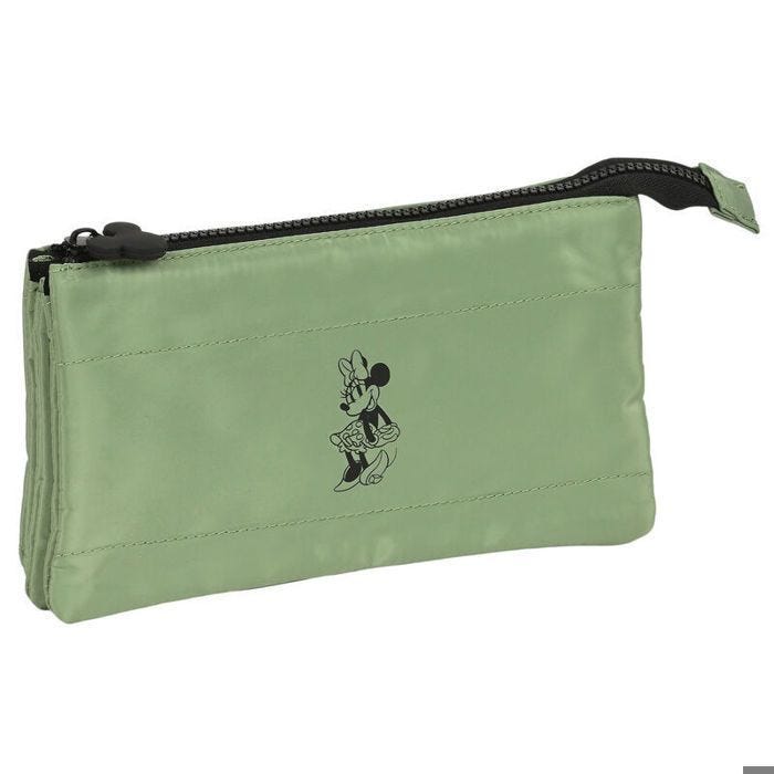 Trousse - Safta - Disney Minnie - Vert - Zippée - Triple Compartiments
