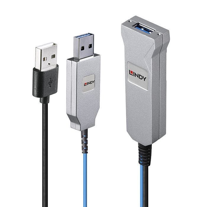 Câble USB - Lindy - 100m - Fibre Optique - USB 3.0 - Extension