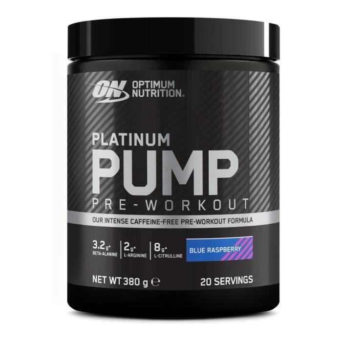 Pre-workout sans caféine Optimum Nutrition - Platinum Pump Pre-Workout - Blue Raspberry 380g