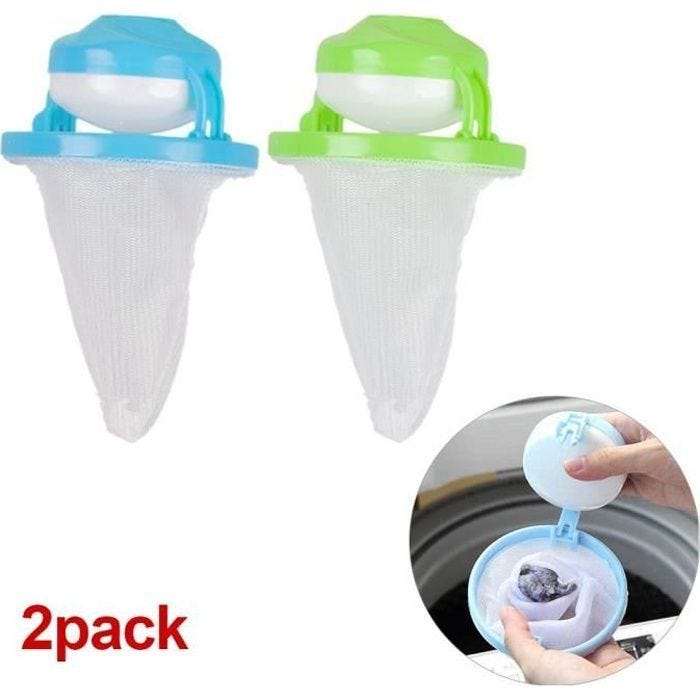 LEEGOAL 2PCS Sac filtre pour machine à laver linge Attrape-Poils Anti-Peluches