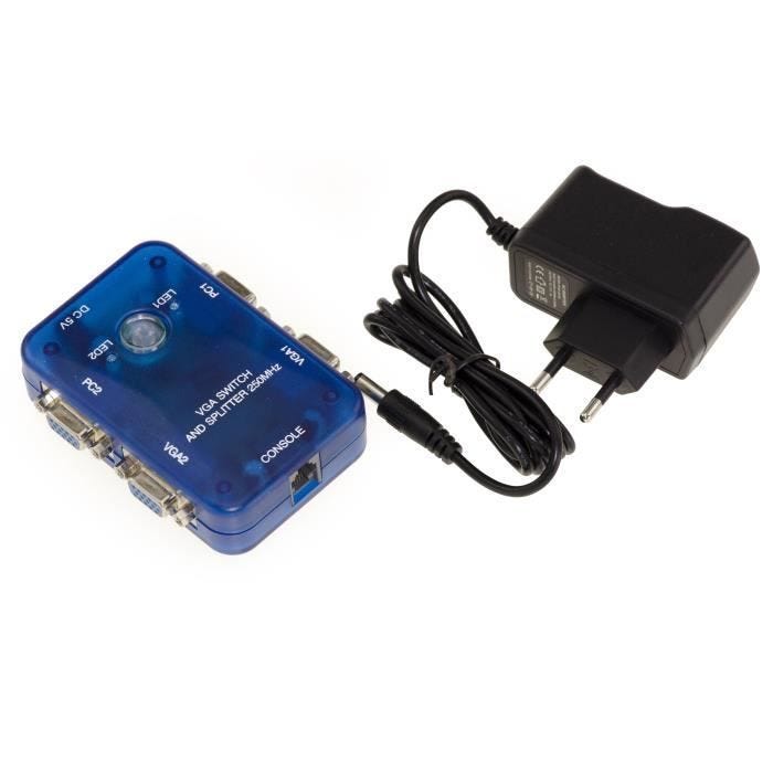 SWITCH et SPLITTER VGA 2 entrées vers 2 sorties. Bande passante 250MHz