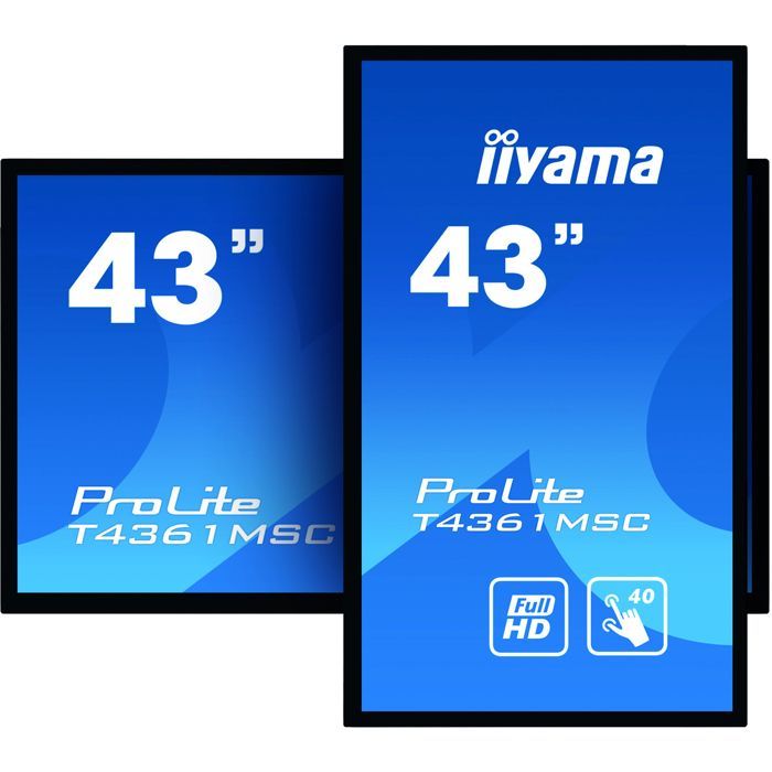 IIYAMA LFD 43 Interactif Noir Tactile PCAP 20pts IPS 24/7 3840x2160 16:9 500 cd/m² 8ms HP 2x10W 2xUSB 3xHDMI RS-232C RJ45 IR paysag