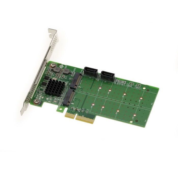 Carte PCIe 2.0 2x SSD M2 type SATA et 2x HDD SATA 3.0 6G avec Chipset Marvell 88SE9215 - High et Low Profile