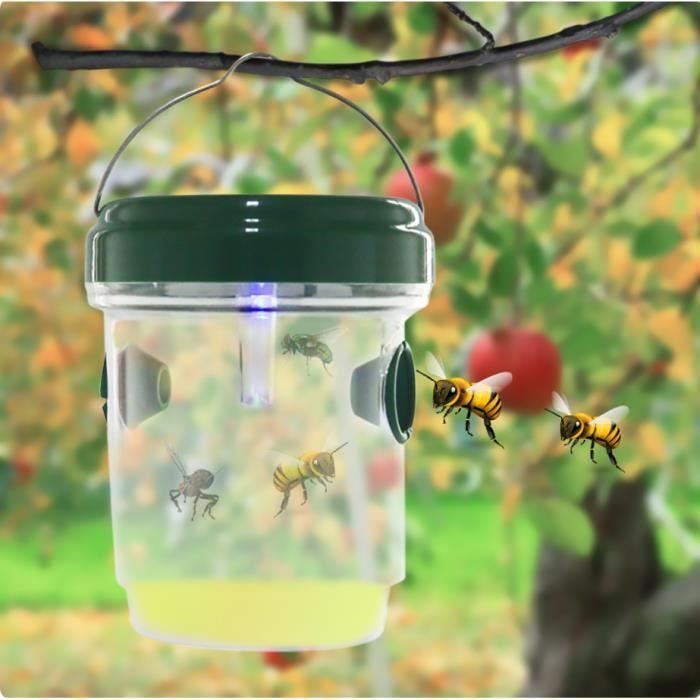 Lot de 1 Pièges à Mouche, Guêpes et Moustique; Attrape Anti-Insectes, Frelons - Solaire avec Lumière LED