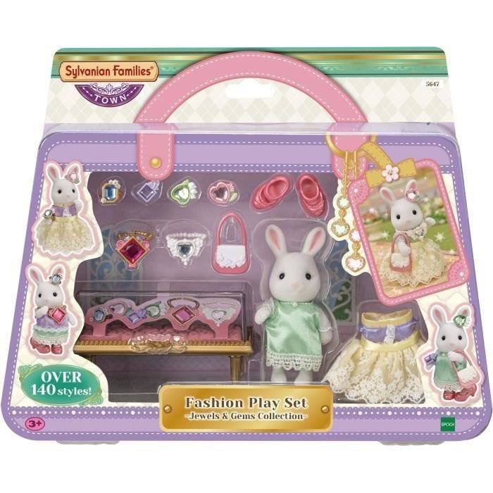 Figurines miniatures - SYLVANIAN FAMILIES - 5647 - La valisette de mode et grande sœur Lapin neige