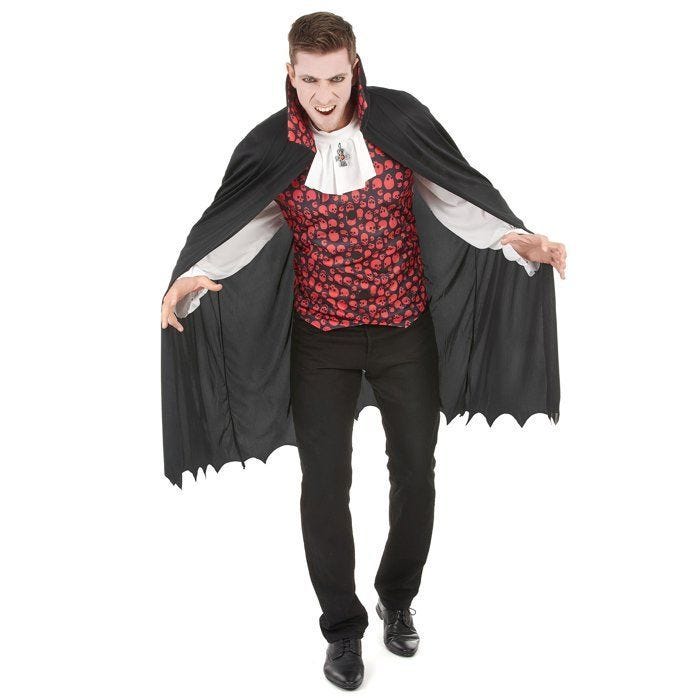Déguisement vampire gothique Halloween adulte - MisterFiesta - Chemise 2 en 1 - Pantalon noir - Cape noire