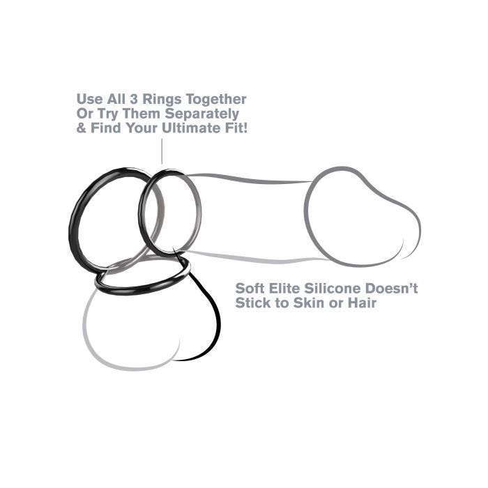 Kit de cockrings Fantasy C-Ringz Silicone 3-Ring Stamina Set - PIPEDREAM