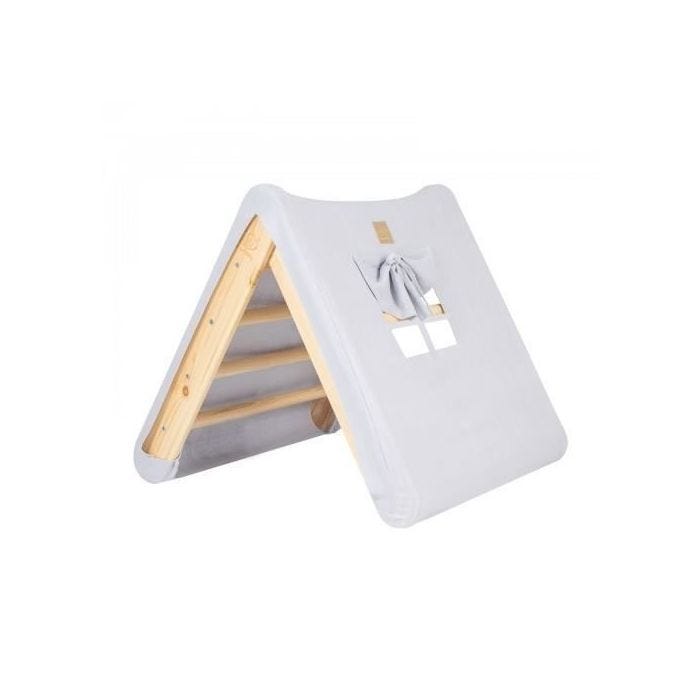 MEOWBABY Maison d'escalade triangulaire avec cadre pliable naturel, gris bleu