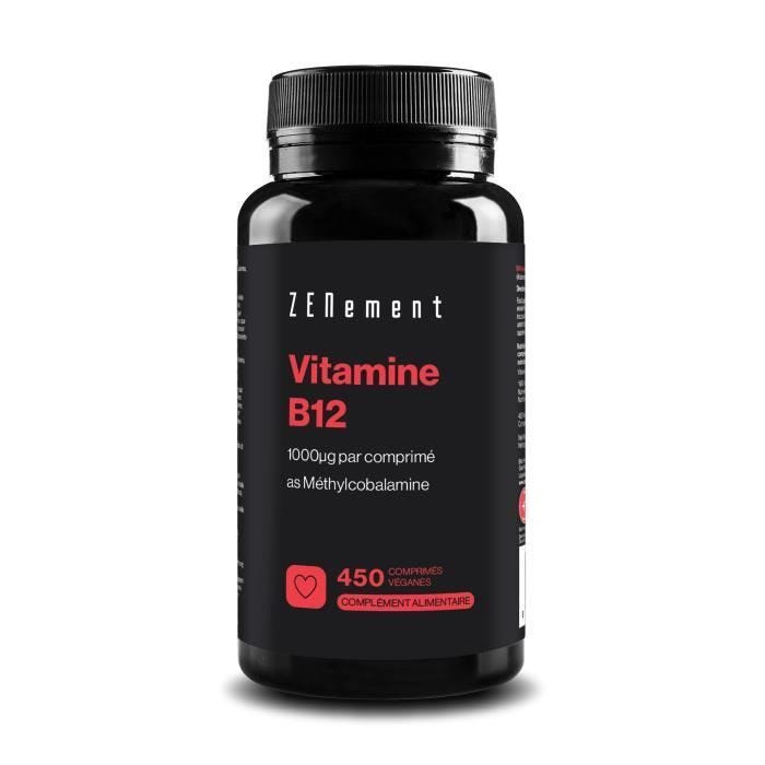 Vitamine B12 puissante 1000 mcg, 450 Comprimés Végans (+ 1 An) - B12 Méthylcobalamine Biodisponible