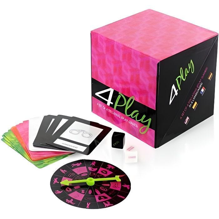Coffret de jeux pour couples - 4 Play - 4 jeux érotiques - Dés sexy - Questionnaire - Roue des préliminaires