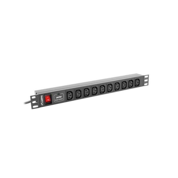REGLETA LANBERG 1U 10A RACK 19 10X SOCKET NEGRO 2M