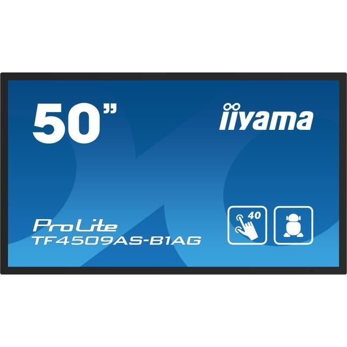 Écran tactile 49,5' PCAP VA, résolution 3840x2160, temps de réponse 9.5ms, luminosité 500cd/m², ratio de contraste 5000:1, ports HDM