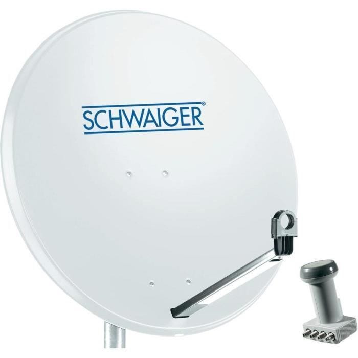 Parabole satellite 80cm Schwaiger - Quad-LNB - Gris