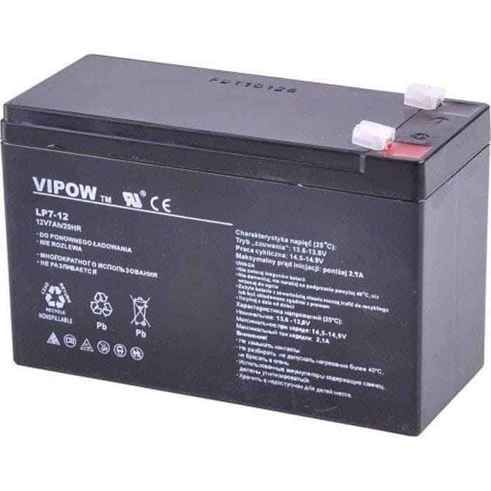 BATTERIE INDUSTRIELLE VIPOW BATTERIE AU PLOMB, SANS ENTRETIEN 12 V (7,0AH BAT0211)