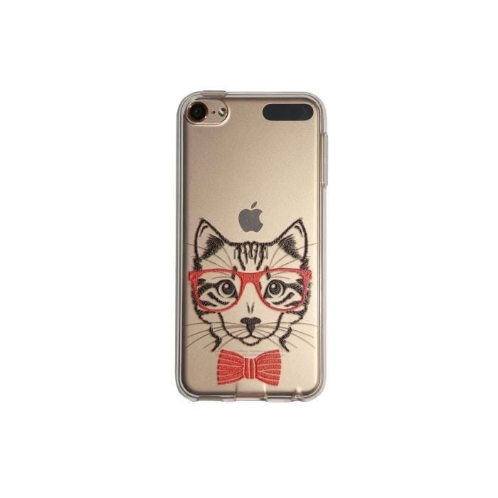 Verre Trempé + Coque Gel imprimée pour Apple iPod Touch 7/6 (sortie 2015) Chat au Nœud Papillon Rouge