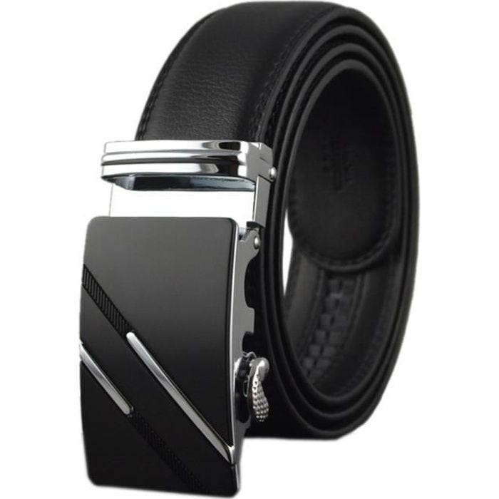 Luxe Homme Ceinture en Cuir Métal de Boucle Automatique Business Officiel Noir