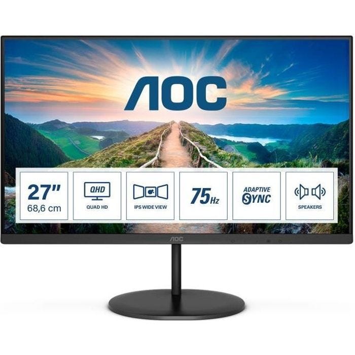 Ecran PC - AOC Q27V4AE - 27" QHD - Dalle VA - 4 ms - 75Hz - HDMI / DisplayPort