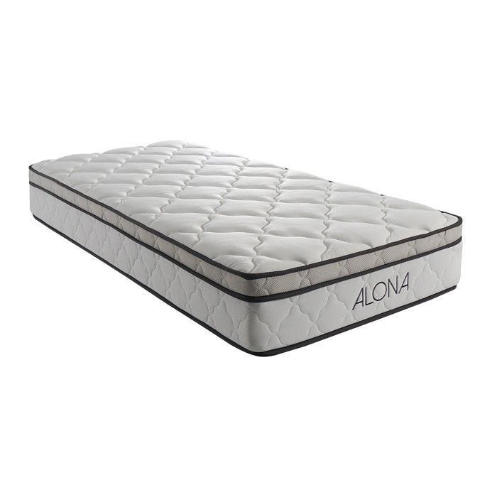 Matelas Alona a Ressorts Memoire de Forme 80 Kg-m3 - 120x190 cm Hauteur -- 25,5 cm - Accueil Moelleux - Soutien Equilibre Oreil