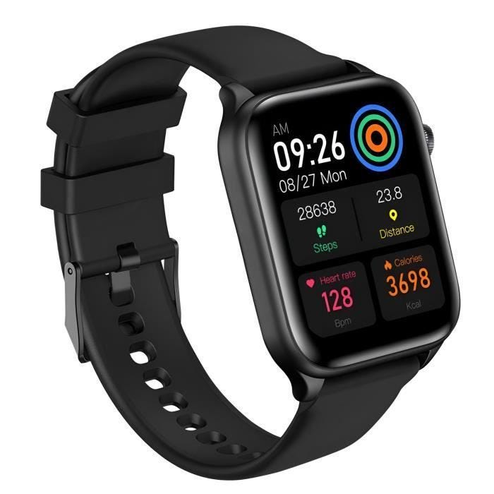 Montre Connectée Écran Tactile AMOLED 2.01'' Appels et Suivi de Santé Riversong Noir
