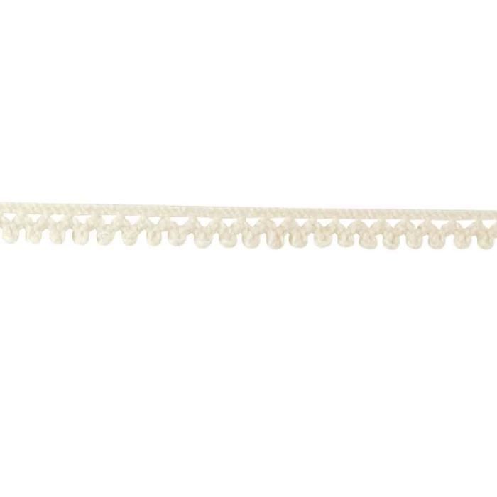 Ruban dentelle - MÉGACRÉA - 0,8 cm x 2 m - Écru - Mini pompons - Coton