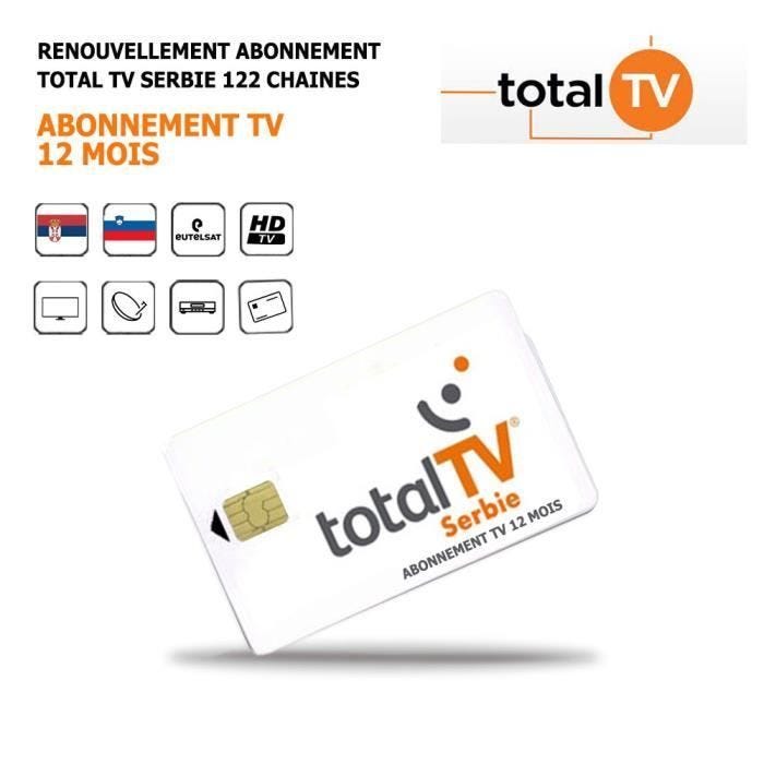 Abonnement Satellite - HD4K - Total TV 12 Mois - 122 chaînes - HD - Eutelsat W2